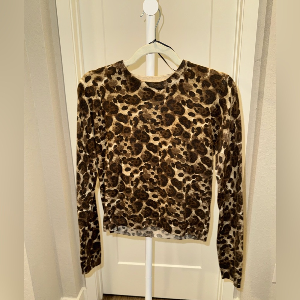 Zara Leopard Print Long Sleeve Top size L